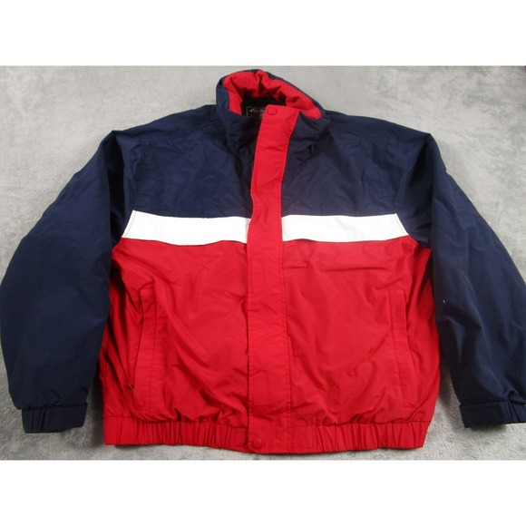 Vintage Eddie Bauer Jacket Mens Medium Blue Pockets Nylon Outdoor 90s - Picture 1 of 8